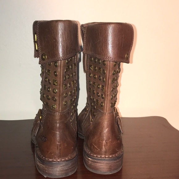 UGG women’s Stud Moto Leather Boots 8 - Picture 3 of 12